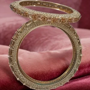 Elegant Rose Gold Crystal Bangle Set with Diamond Finish