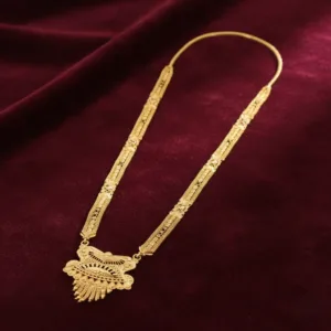 Traditional Gold Plated Long Mangalsutra with Intricate Pendant Design
