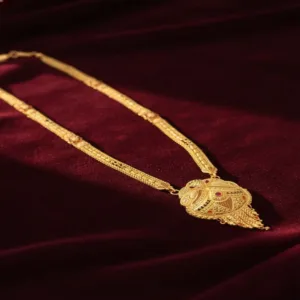 Traditional Maharashtrian Gold-Plated Long Mangalsutra with Antique Pendant Design